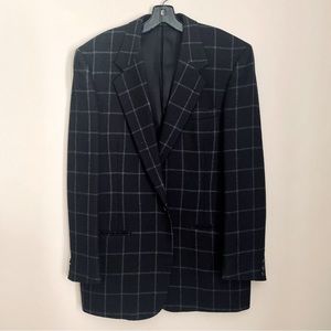 Perry Ellis sports coat black and gray windowpane Size Large 42 Vintage